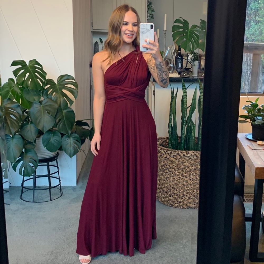Lulu’s Burgundy Multi-Way Maxi Dress